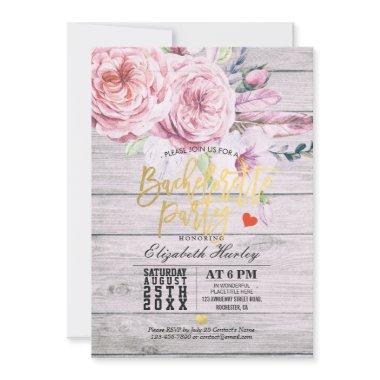 Bachelorette Party Watercolor Floral Rustic Wood