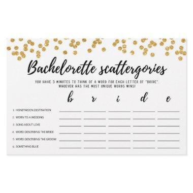 Bachelorette Scattergories editable Bridal game