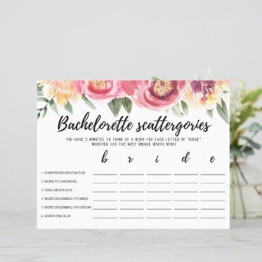 Bachelorette Scattergories editable Bridal game