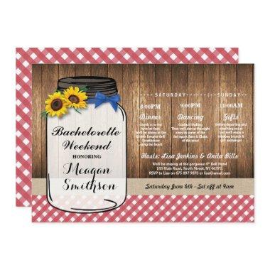 Bachelorette Weekend Itinerary Bridal Jar Red Invitations