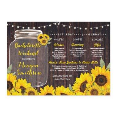 Bachelorette Weekend Itinerary Bridal Sunflower Invitations