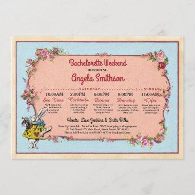 Bachelorette Wonderland Rabbit Itinerary Plan Invitations