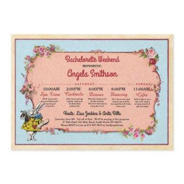 Bachelorette Wonderland Rabbit Itinerary Plan Invitations