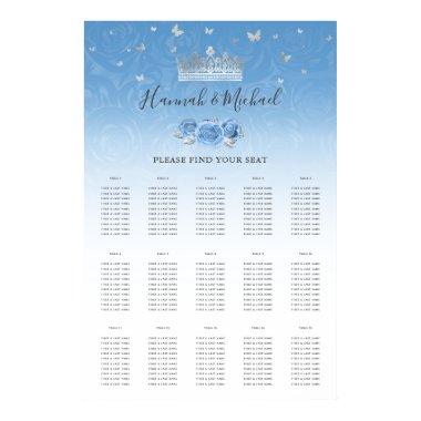 Bahama Blue and Silver Crown Floral Seating Charts