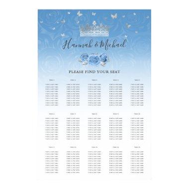 Bahama Blue and Silver Crown Floral Seating Charts