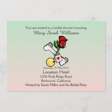Ball And Chain Red Rose Bridal Shower Invitations