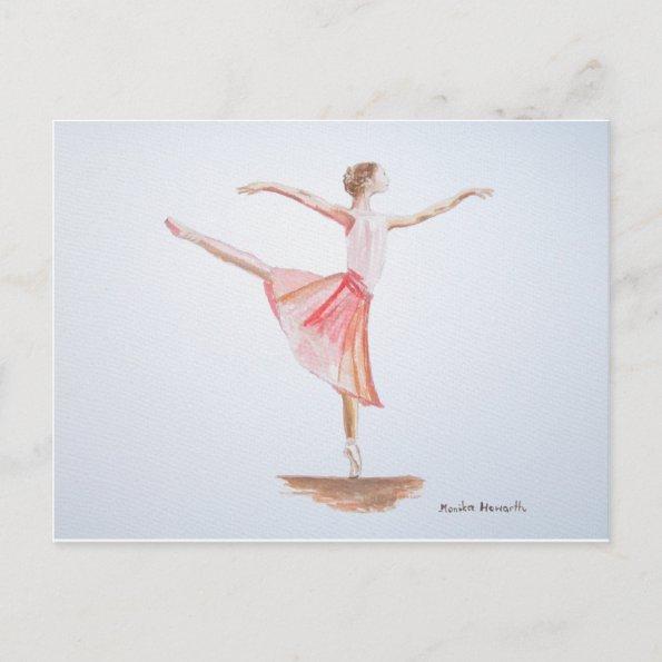 Ballerina watercolour dancer watercolor girly postInvitations