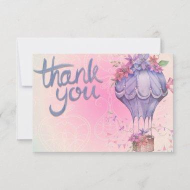 balloon and flowers thank you Invitations