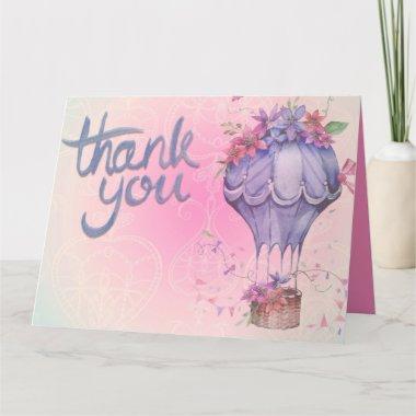 balloon and flowers THANK YOU Invitations