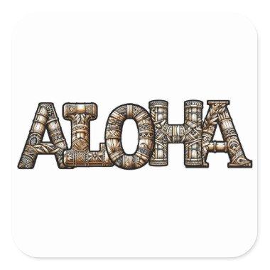 Bamboo Aloha Hawaiian Polynesian Luau Party Square Sticker