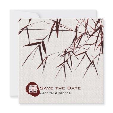 Bamboo Leaves/Oriental Double Happiness Wedding Save The Date