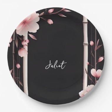 Bamboo Pink Sakura Cherry Blossom  Paper Plates