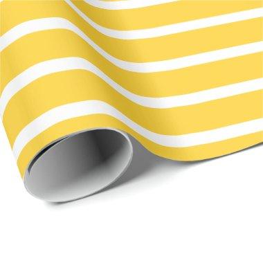 Banana Yellow White Horizontal Striped Wrapping Paper