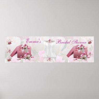 Banner Bridal Shower White Pink Floral Poster