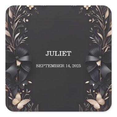 Banners Bows Satin Ribbon Cutting  Square Sticker
