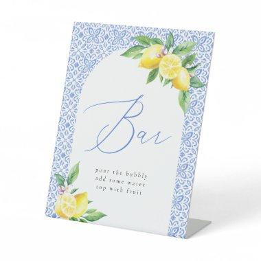 Bar Lemon Italian Blue Tile Positano Pedestal Sign