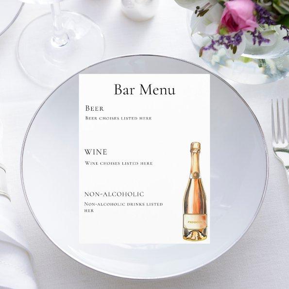 Bar menu bottle wine prosecco flyer