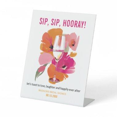 Bar Sign Floral Wine Glass Sip Sip Hooray