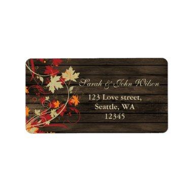 Barn Wood Rustic Fall Leaves Wedding Label