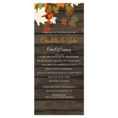 Barn Wood Rustic Fall Wedding programs