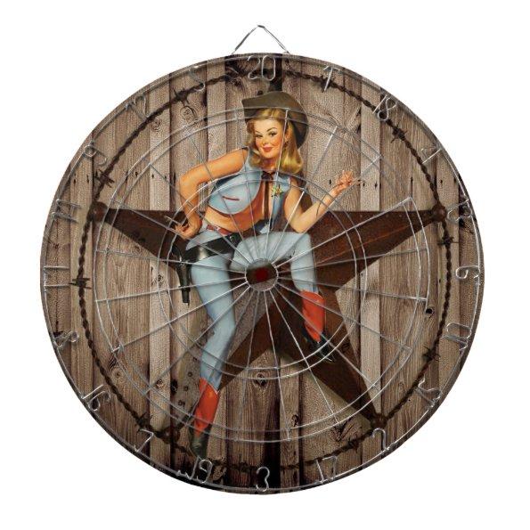 Barn Wood Texas Star western country Cowgirl Dart Board