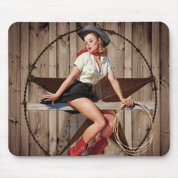 Barn Wood Texas Star western country Cowgirl Mouse Pad