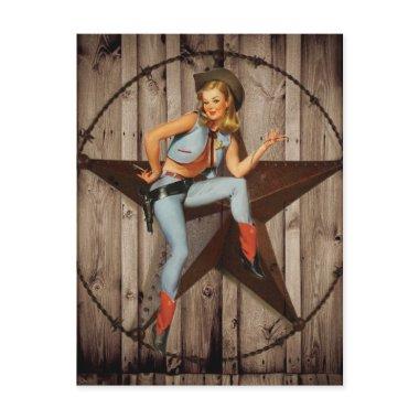 Barn Wood Texas Star western country Cowgirl PostInvitations