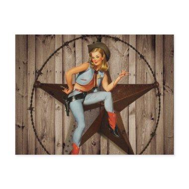 Barn Wood Texas Star western country Cowgirl PostInvitations