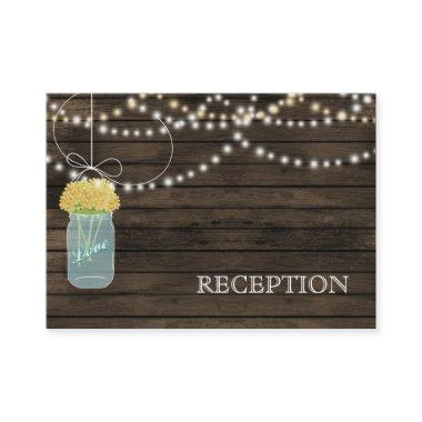 Barnwood Rustic yellow mason jars reception invite