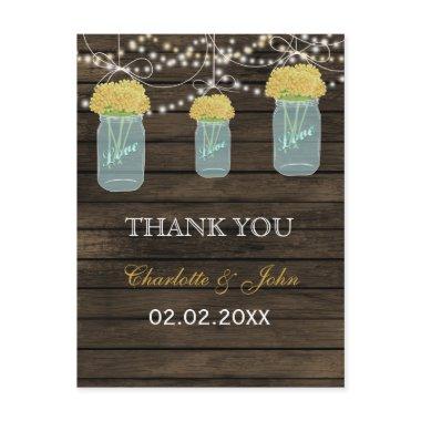 Barnwood yellow flowers mason jars Thank You notes