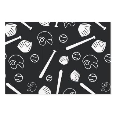 baseball game pattern wrapping paper sheets