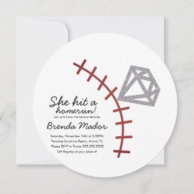 Baseball Homerun Diamond Gem Bridal Shower Invite