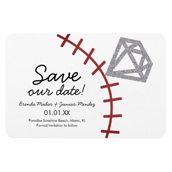 Baseball Homerun Diamond Gem Save The Date Magnet