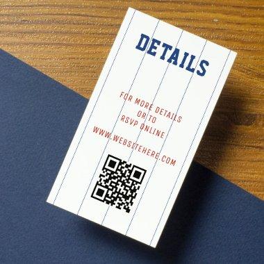 Baseball Pinstripe QR Code Wedding Details Enclosure Invitations