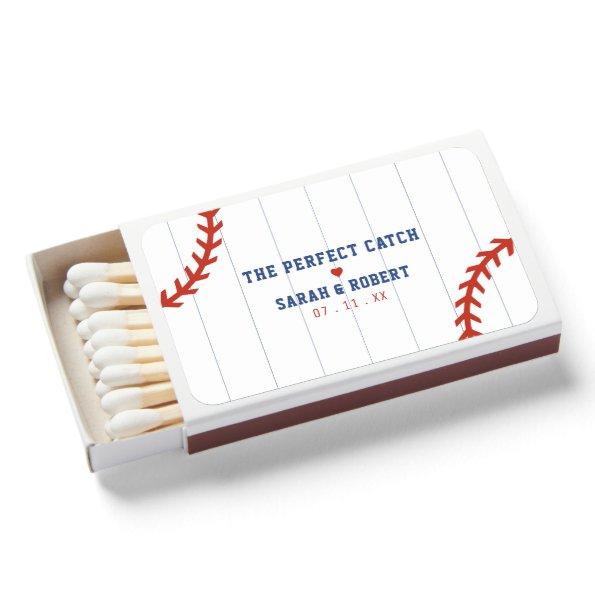 Baseball Softball Sport Heart Pinstripe Wedding Matchboxes