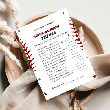 Baseball Sport bride & Groom Trivia Game