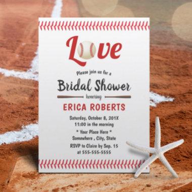 Baseball Theme Sports Wedding Bridal Shower Invitations
