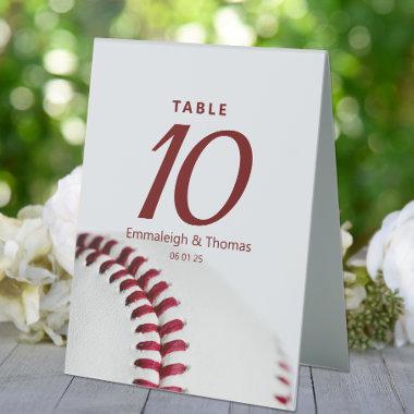 Baseball Theme Wedding Numbered Table Tent Sign