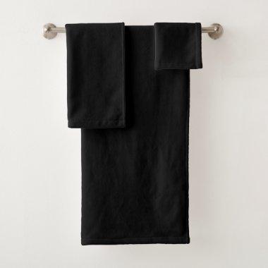 Bath Towel Set Real Black Plush Poly Cotton