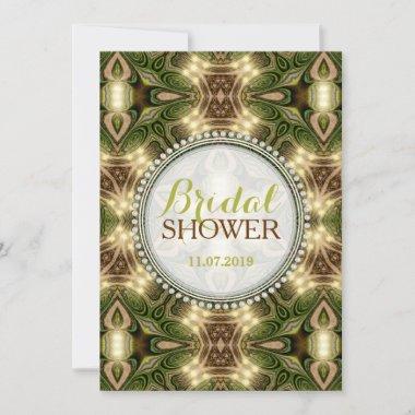 Batik Earth Forest Green Bridal Shower Invites
