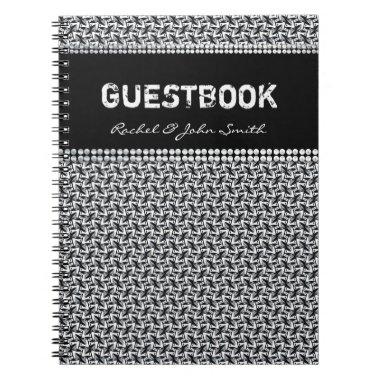 Batika Black White pattern Guestbook Notebook