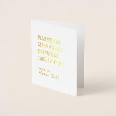 Be My Flower Girl Plan With Me Gold Foil Invitations