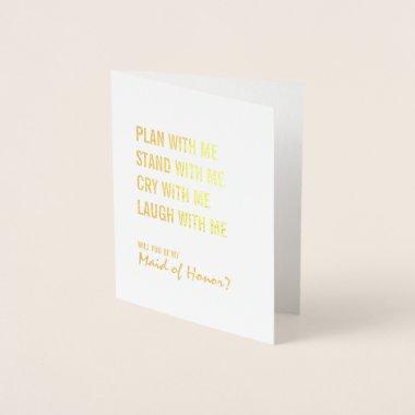 Be My Maid Of Honor Plan With Me Gold Foil