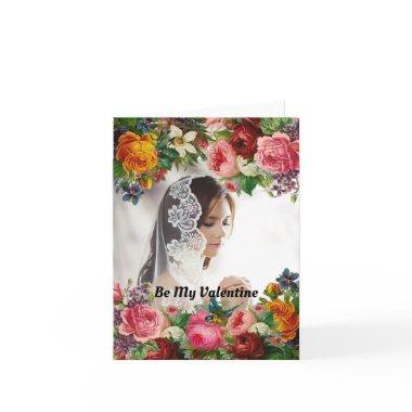 Be My Valentine Floral Photo Wedding Holiday Invitations