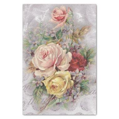 Be My Valentine Vintage Floral Bouquet Lilac Roses Tissue Paper
