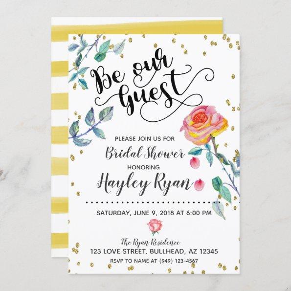 Be Our Guest Bridal Shower Invitations Watercolor