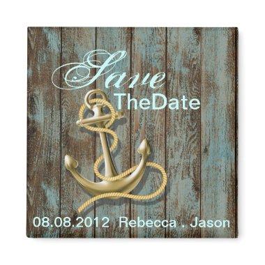 beach anchor nautical wedding save the date magnet