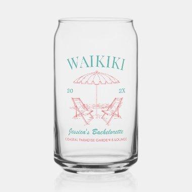 Beach Bachelorette Party Favor Personalized Text Can Glass