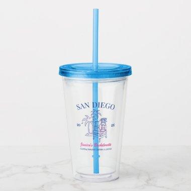 Beach Bachelorette Party Favor Vintage Gift Custom Acrylic Tumbler