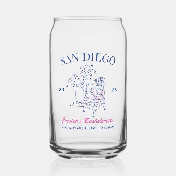 Beach Bachelorette Party Favor Vintage Gift Custom Can Glass